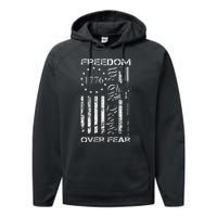 Freedom Over Fear Pro Gun Usa Flag 2nd Amendment Performance Fleece Hoodie