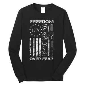 Freedom Over Fear Pro Gun Usa Flag 2nd Amendment Long Sleeve Shirt