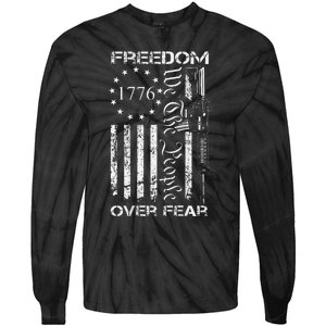 Freedom Over Fear Pro Gun Usa Flag 2nd Amendment Tie-Dye Long Sleeve Shirt