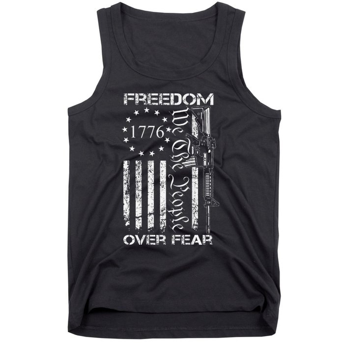 Freedom Over Fear Pro Gun Usa Flag 2nd Amendment Tank Top