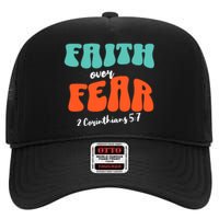 Faith Over Fear Christian Motivational High Crown Mesh Back Trucker Hat