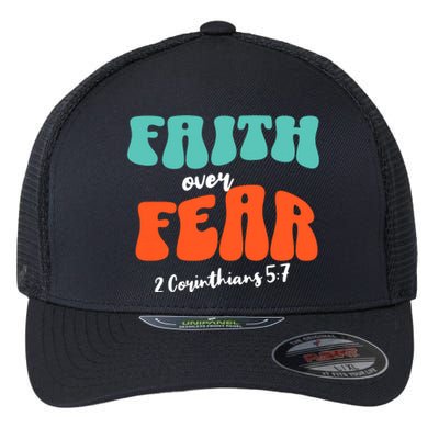 Faith Over Fear Christian Motivational Flexfit Unipanel Trucker Cap