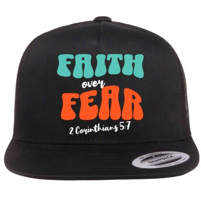 Faith Over Fear Christian Motivational Flat Bill Trucker Hat