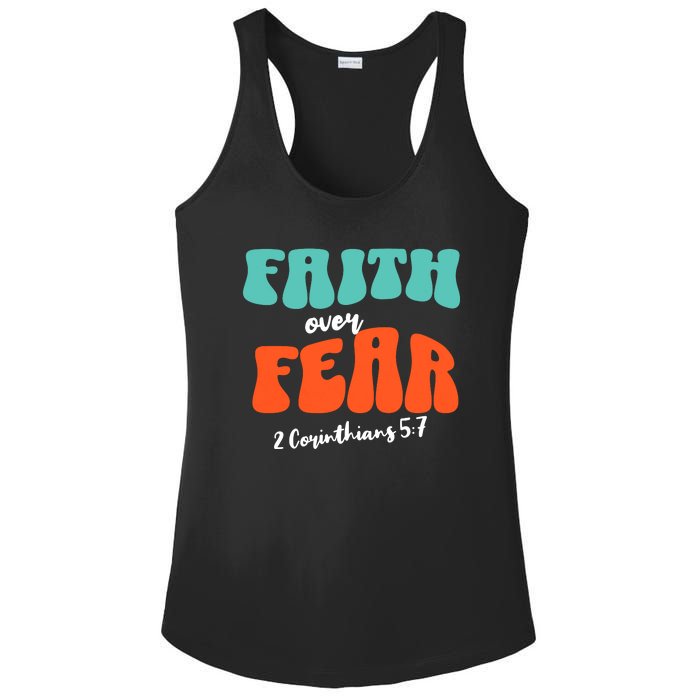 Faith Over Fear Christian Motivational Ladies PosiCharge Competitor Racerback Tank