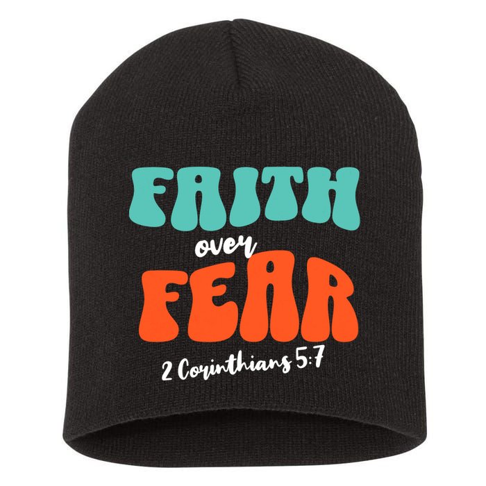 Faith Over Fear Christian Motivational Short Acrylic Beanie