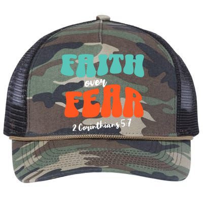 Faith Over Fear Christian Motivational Retro Rope Trucker Hat Cap