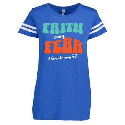 Faith Over Fear Christian Motivational Enza Ladies Jersey Football T-Shirt