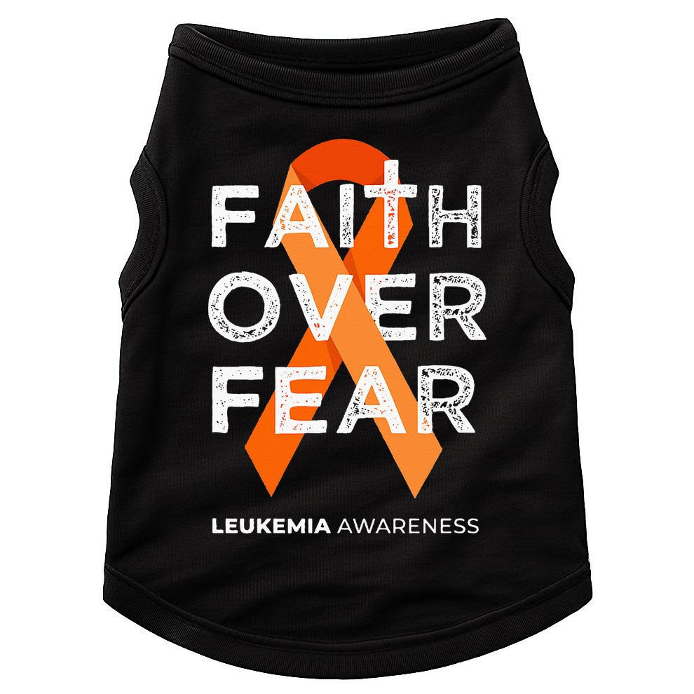 Faith Over Fear Orange Ribbon Fight Leukemia Awareness Doggie Tank