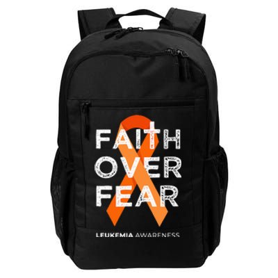 Faith Over Fear Orange Ribbon Fight Leukemia Awareness Daily Commute Backpack