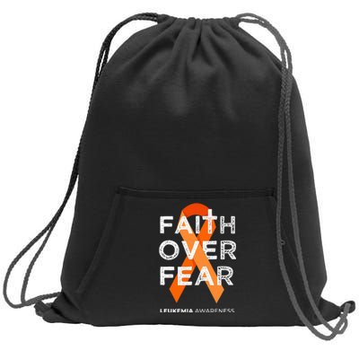 Faith Over Fear Orange Ribbon Fight Leukemia Awareness Sweatshirt Cinch Pack Bag