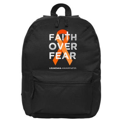 Faith Over Fear Orange Ribbon Fight Leukemia Awareness 16 in Basic Backpack