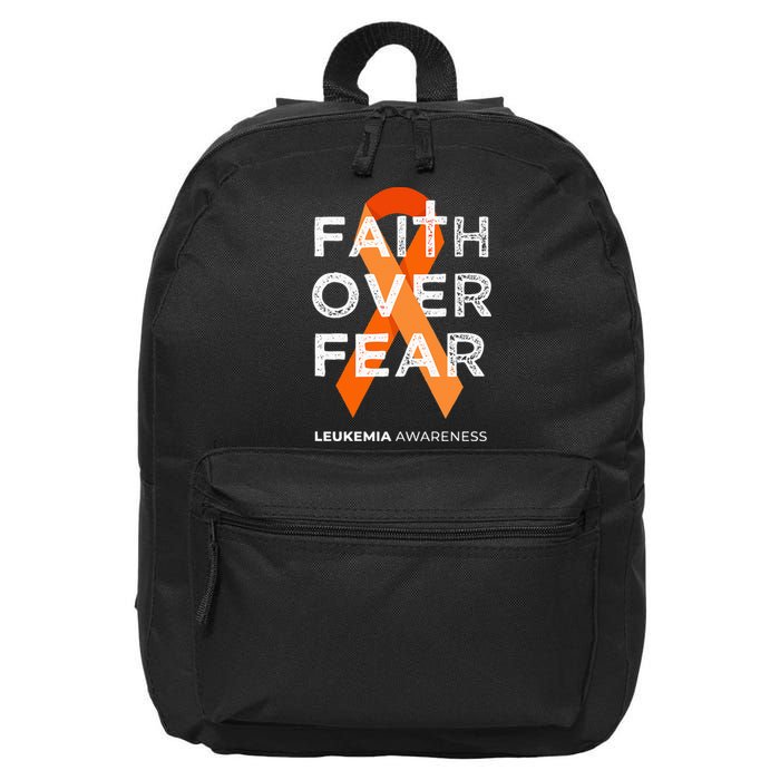 Faith Over Fear Orange Ribbon Fight Leukemia Awareness 16 in Basic Backpack