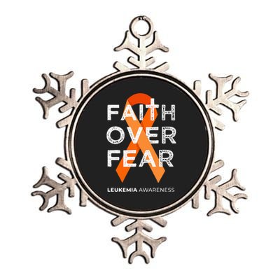 Faith Over Fear Orange Ribbon Fight Leukemia Awareness Metallic Star Ornament