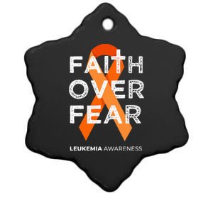 Faith Over Fear Orange Ribbon Fight Leukemia Awareness Ceramic Star Ornament