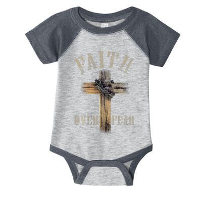 Faith Over Fear American Christian Cross God Jesus Infant Baby Jersey Bodysuit