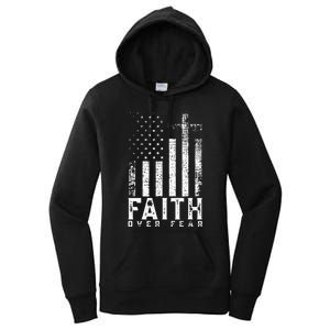 Faith Over Fears Cool Christian Cross American USA Flag Gym Women's Pullover Hoodie