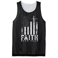 Faith Over Fears Cool Christian Cross American USA Flag Gym Mesh Reversible Basketball Jersey Tank