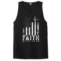 Faith Over Fears Cool Christian Cross American USA Flag Gym PosiCharge Competitor Tank