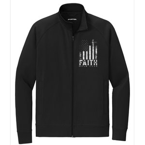 Faith Over Fears Cool Christian Cross American USA Flag Gym Stretch Full-Zip Cadet Jacket