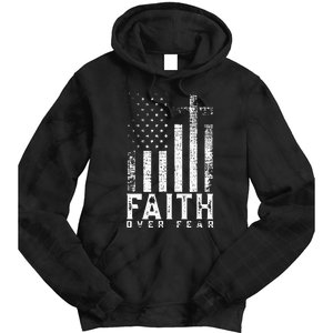 Faith Over Fears Cool Christian Cross American USA Flag Gym Tie Dye Hoodie