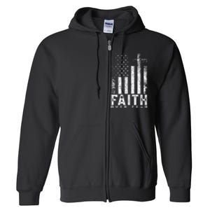 Faith Over Fears Cool Christian Cross American USA Flag Gym Full Zip Hoodie