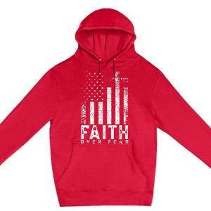 Faith Over Fears Cool Christian Cross American USA Flag Gym Premium Pullover Hoodie