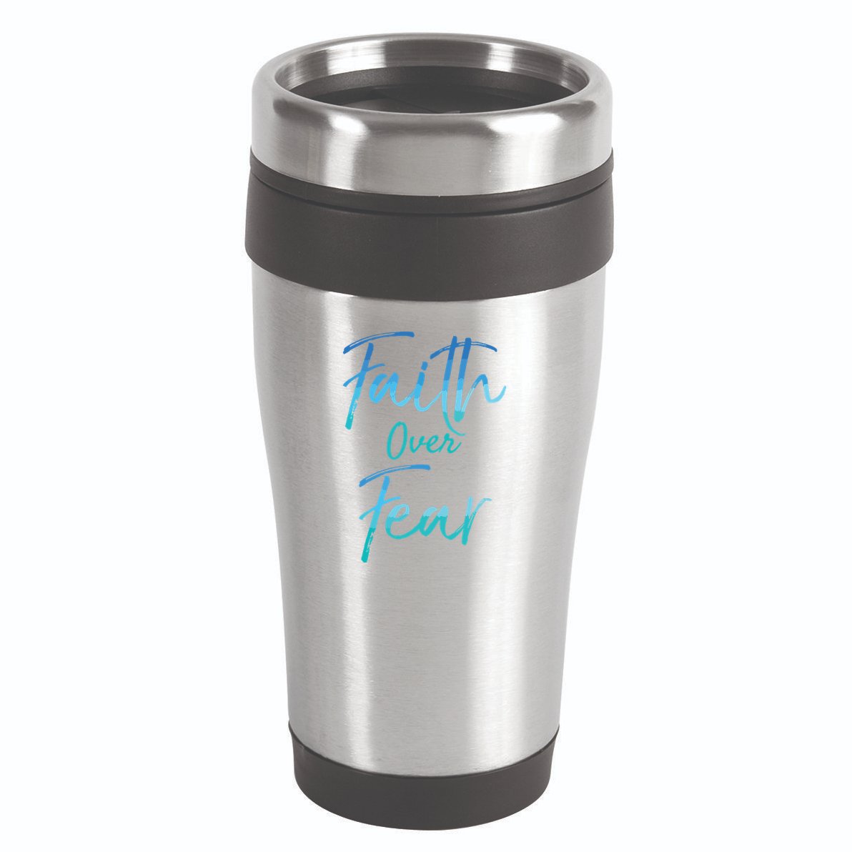 Faith Over Fear Vintage Inspirational Bold Christian 16oz Travel Tumbler