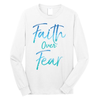Faith Over Fear Vintage Inspirational Bold Christian Long Sleeve Shirt