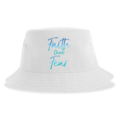 Faith Over Fear Vintage Inspirational Bold Christian Sustainable Bucket Hat