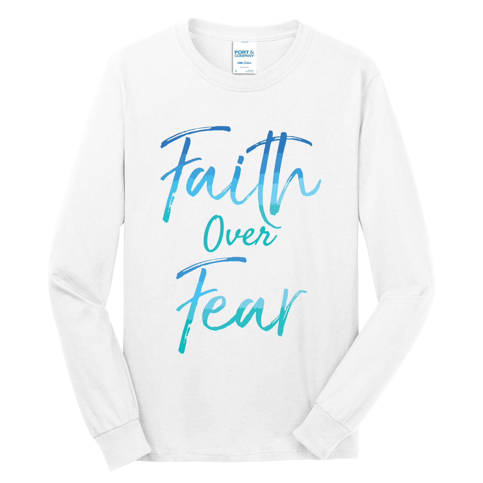Faith Over Fear Vintage Inspirational Bold Christian Tall Long Sleeve T-Shirt
