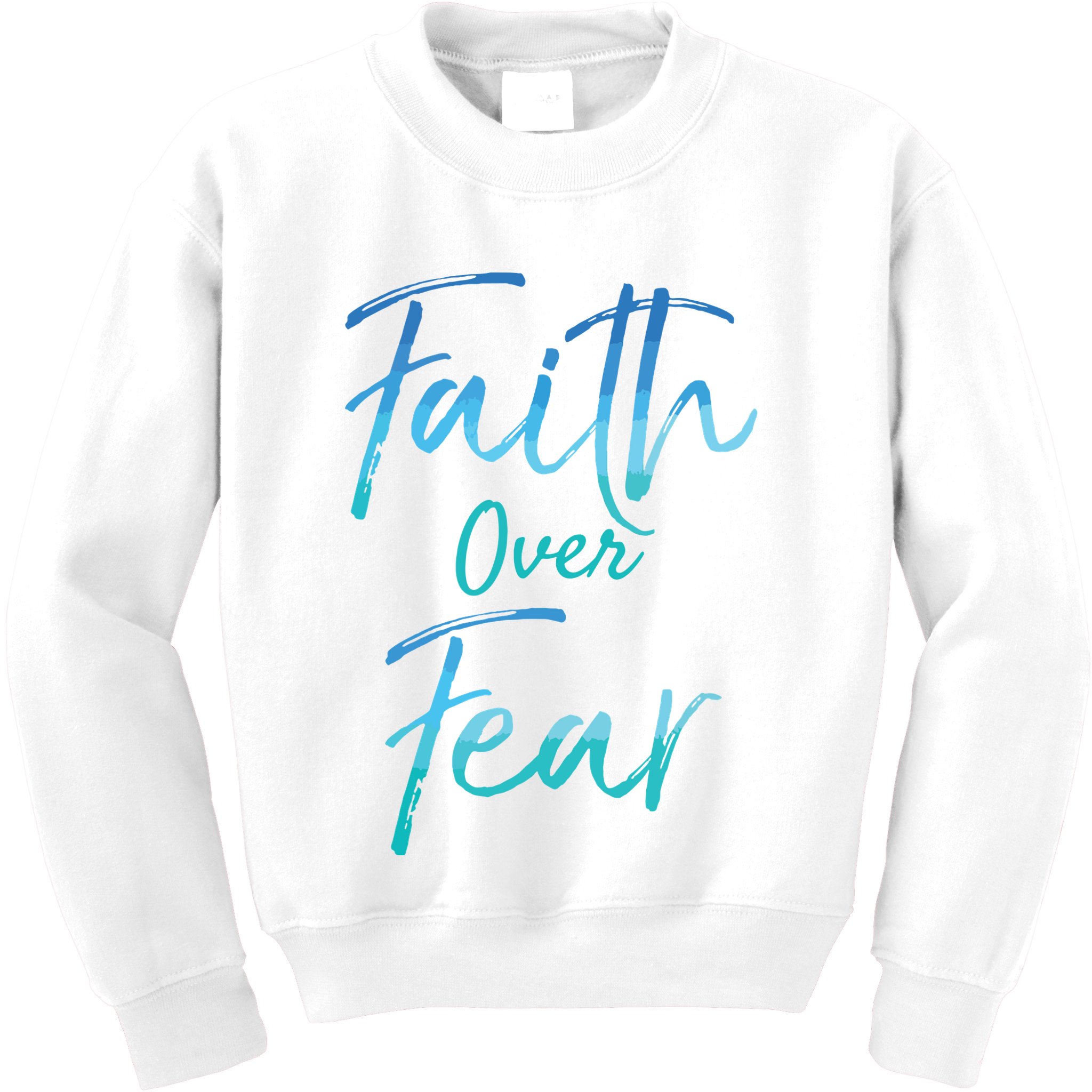 Faith Over Fear Vintage Inspirational Bold Christian Kids Sweatshirt