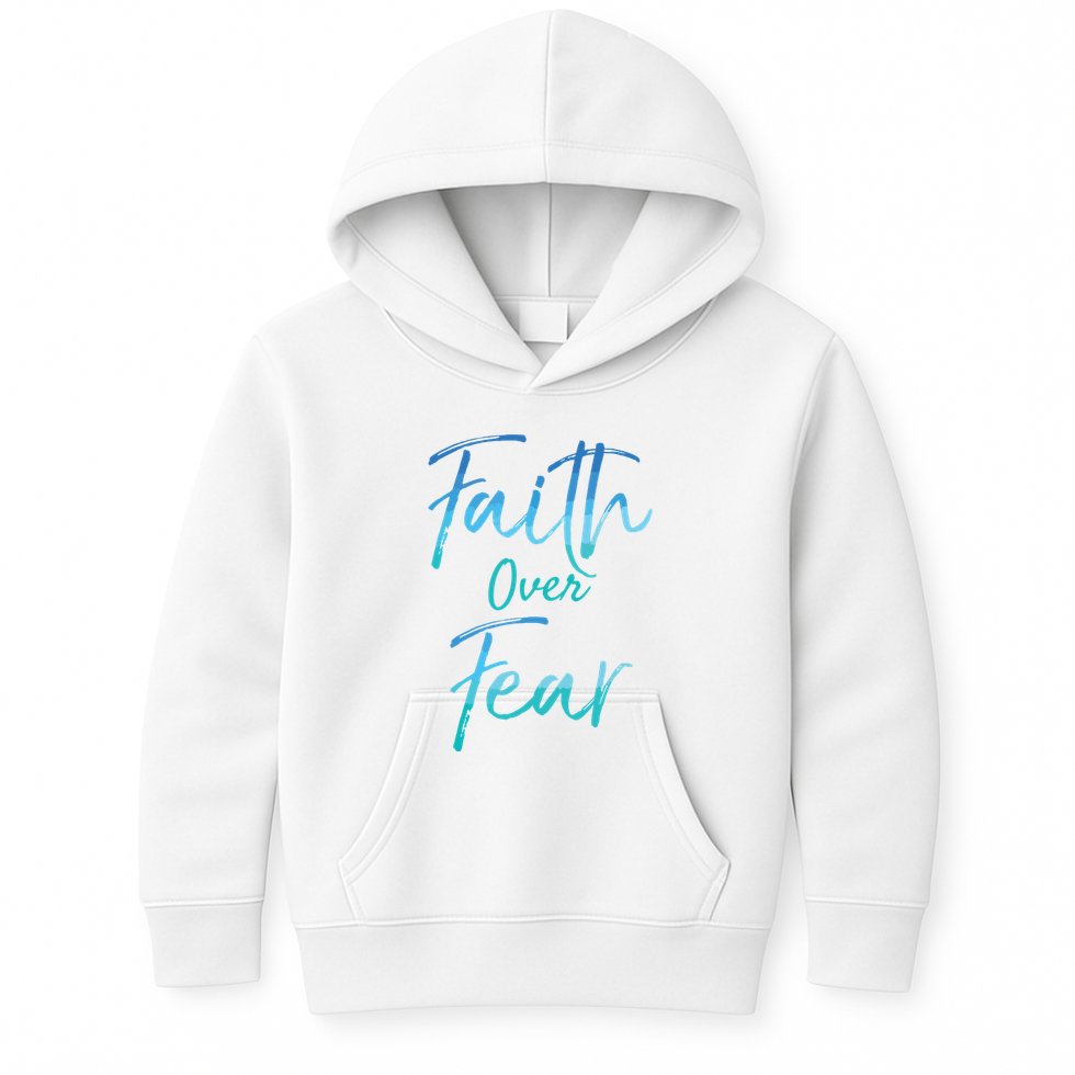 Faith Over Fear Vintage Inspirational Bold Christian Kids Hoodie