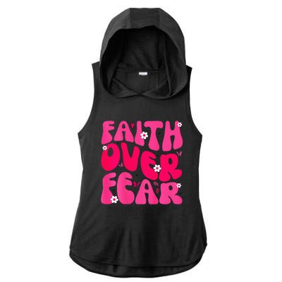 Faith Over Fear Christian Women Jesus Religious Floral Ladies PosiCharge Tri-Blend Wicking Draft Hoodie Tank