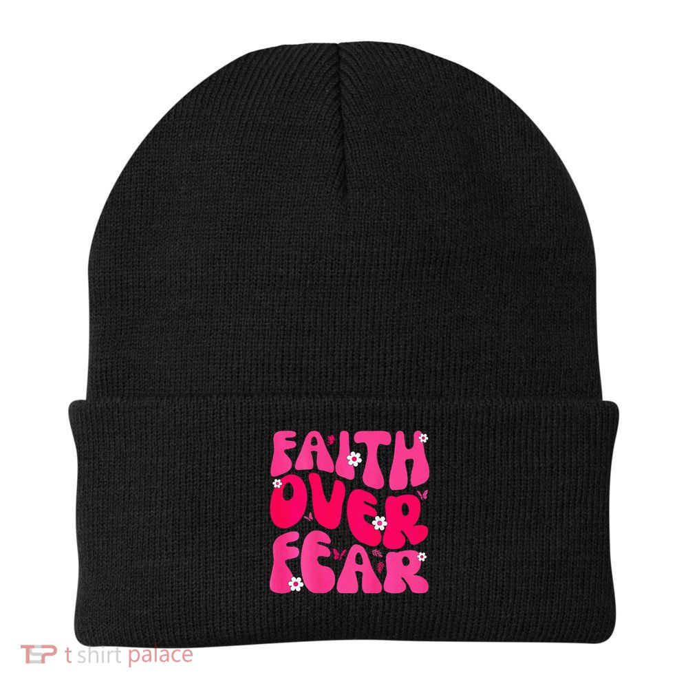 Faith Over Fear Christian Women Jesus Religious Floral Beanie