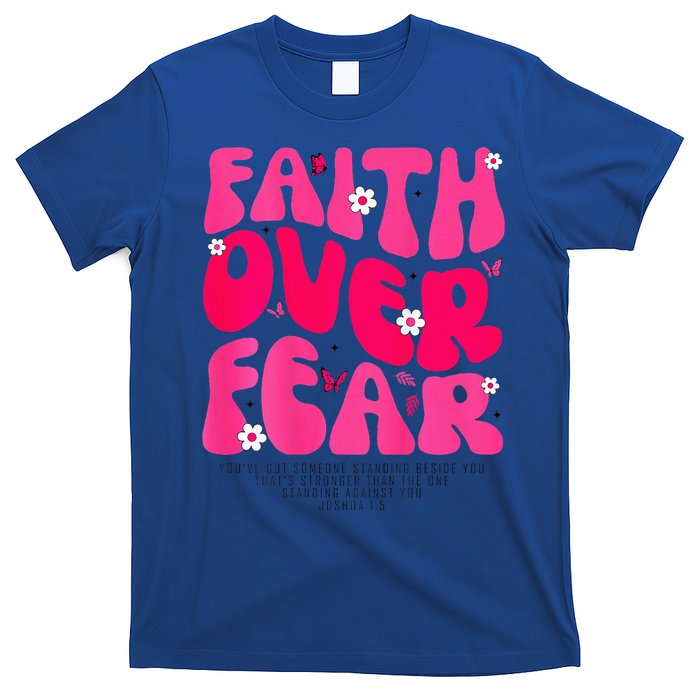 Faith Over Fear Christian Women Jesus Religious Floral T-Shirt