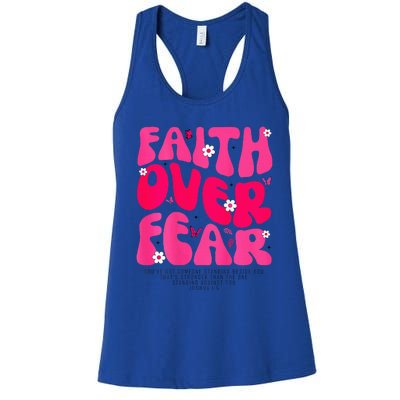 Faith Over Fear Christian Women Jesus Religious Floral Women's Racerback Tank