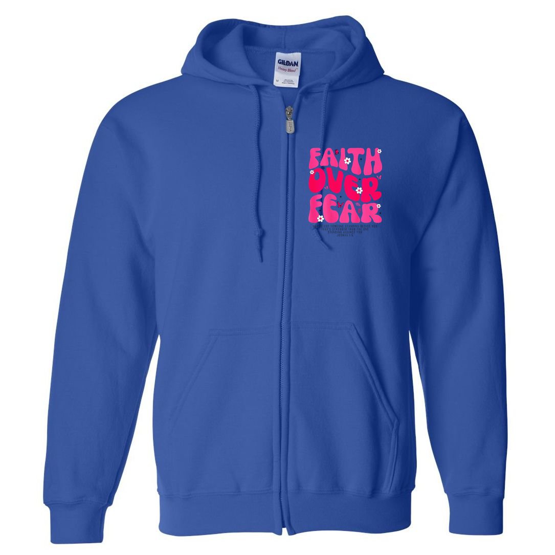 Faith Over Fear Christian Women Jesus Religious Floral Full Zip Hoodie