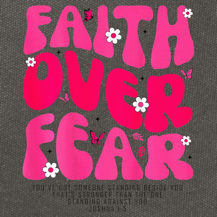 Faith Over Fear Christian Women Jesus Religious Floral Cotton Canvas Backpack