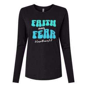 Faith Over Fear Christian Motivational Womens Cotton Relaxed Long Sleeve T-Shirt