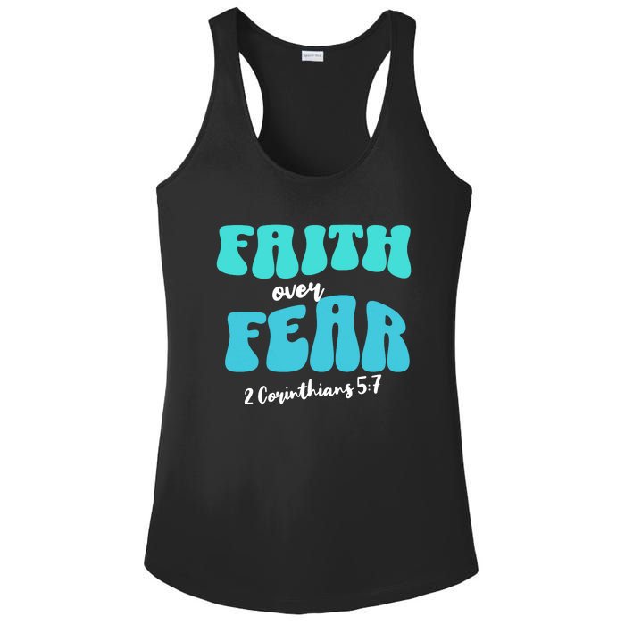 Faith Over Fear Christian Motivational Ladies PosiCharge Competitor Racerback Tank