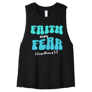 Faith Over Fear Christian Motivational Women's Racerback Cropped Tank