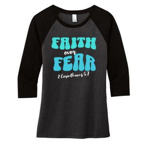 Faith Over Fear Christian Motivational Women's Tri-Blend 3/4-Sleeve Raglan Shirt