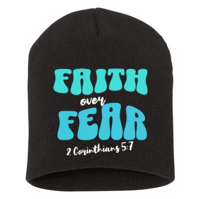 Faith Over Fear Christian Motivational Short Acrylic Beanie