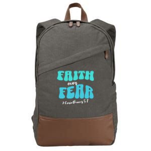 Faith Over Fear Christian Motivational Cotton Canvas Backpack