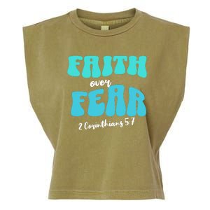 Faith Over Fear Christian Motivational Garment-Dyed Women's Muscle Tee