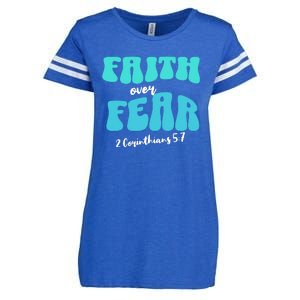 Faith Over Fear Christian Motivational Enza Ladies Jersey Football T-Shirt