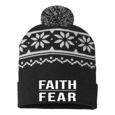 Faith Over Fear Christian For Men Faith Based Gift USA-Made Snowflake Beanie