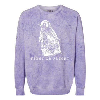 Fight Or Flight Funny Penguin Meme Colorblast Crewneck Sweatshirt