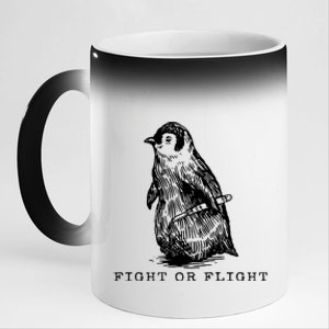 Fight Or Flight Funny Penguin Meme 11oz Black Color Changing Mug