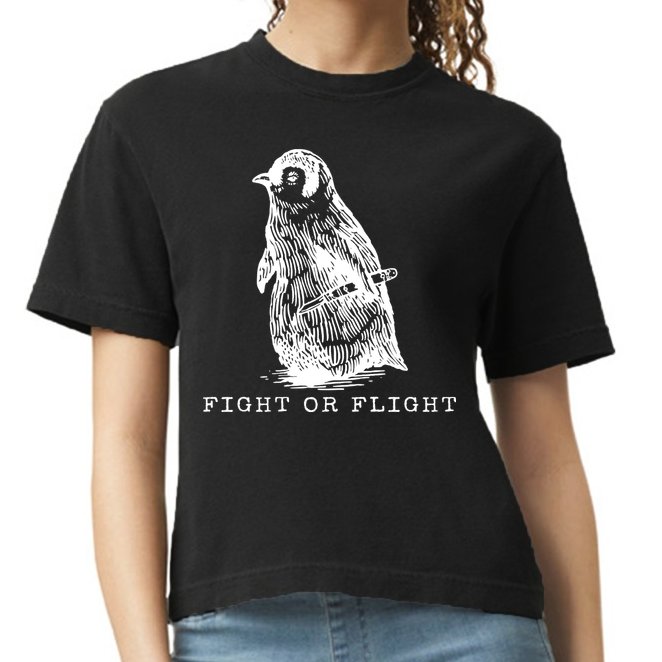 Fight Or Flight Funny Penguin Meme Comfort Colors Boxy T-Shirt